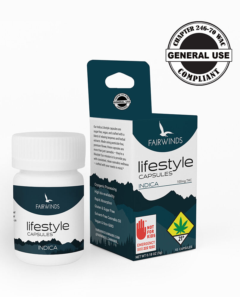 capsules, CBD capsules, THC capsules, wellness, cannabis capsules, weed capsules, edibles, gummies, THC, CBD, CBG, Washington, state, Fairwinds, cannabis, CBN, deep sleep with CBN, sleep aid, best seller, top seller, lifestyle capsules, indica